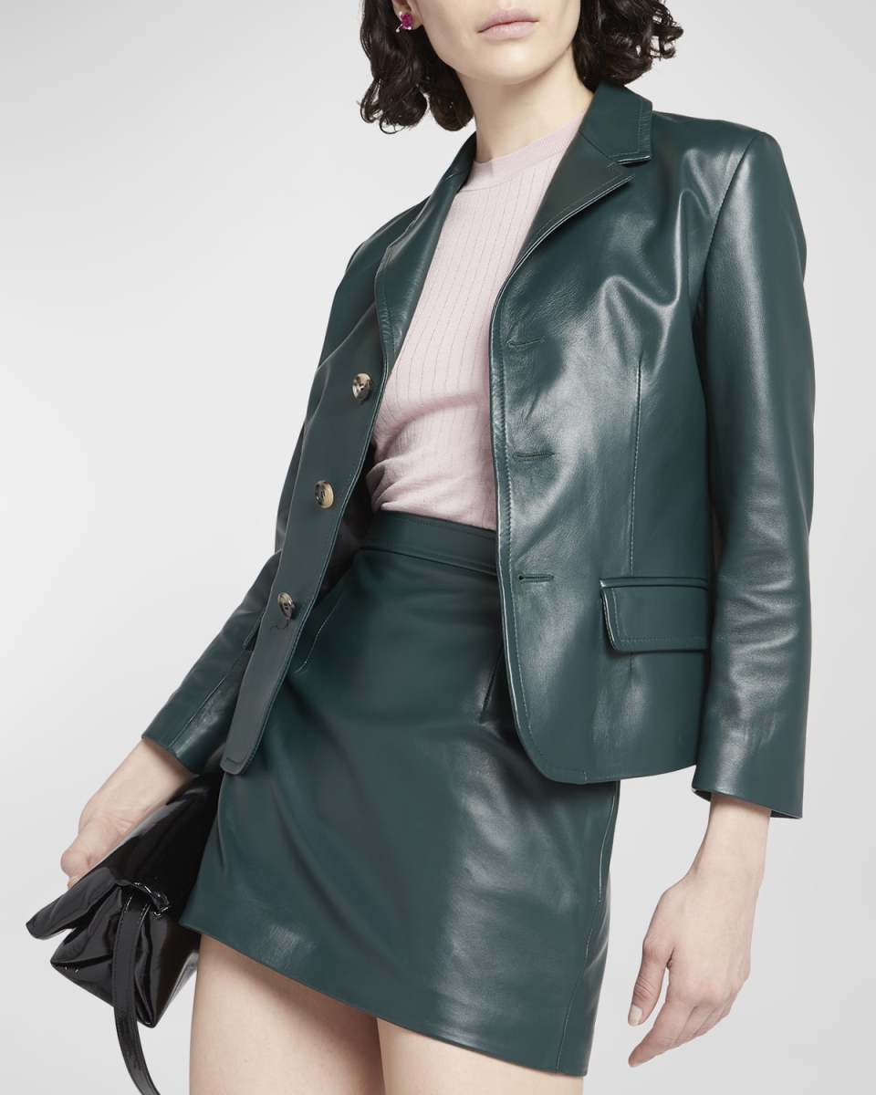 Leather Short Blazer Jacket